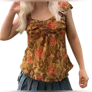 Bandolino Vintage Y2K Multicolor Sequins Floral Blouse 12